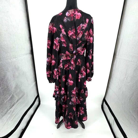 Terra Sky Tiered Wrap Maxi Dress Women Size 2x Babydoll Satin Silky Empire Waist - Picture 7 of 8